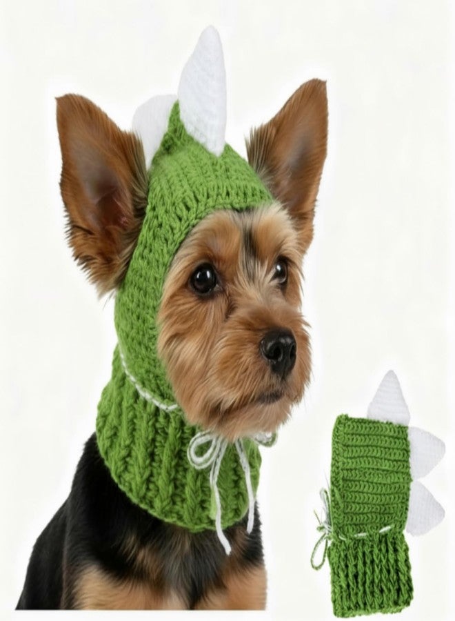 Simlakey Dinosaur Costume Pet Crochet Cute Hat Cotton Soft Knitted Hats for Cats Kitten Puppy Pets Winter Costume - Image 1